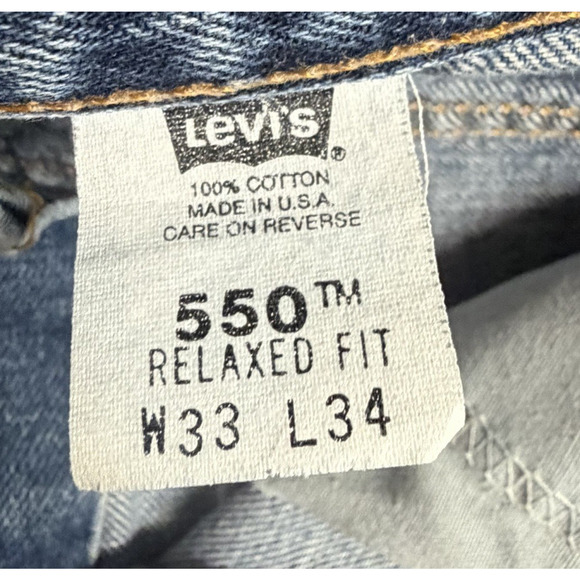 Vintage Levi’s 550 Relaxed Fit Jeans Mens 33x34 Medium Wash Blue Made In USA Y2K - Picture 9 of 16